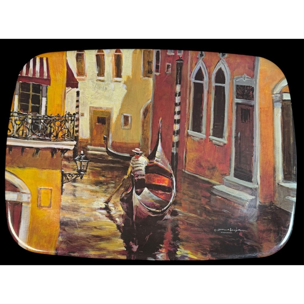 Vintage Pimpernel Venice Melamine Serving Tray Gondola Italy Art Large Rectang